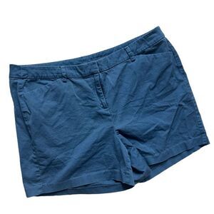Womens Lane Bryant Blue Cyan Mid-Rise Chino Shorts - Sz 18